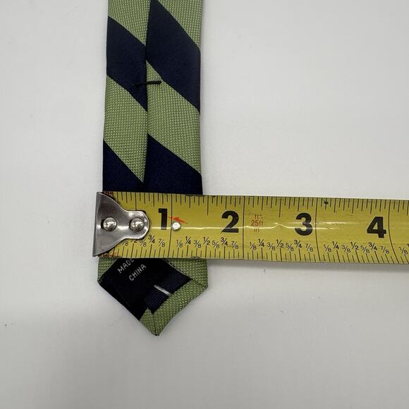 IZOD Silk Necktie Navy Green Repp Stripe Traditional Preppy Academia Classic - Picture 14 of 14